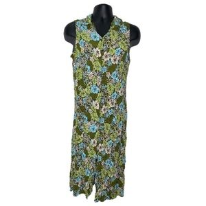 Jaclyn Smith Sleeveless Floral Midi Dress (Size: XL, Color: Blue/Green)